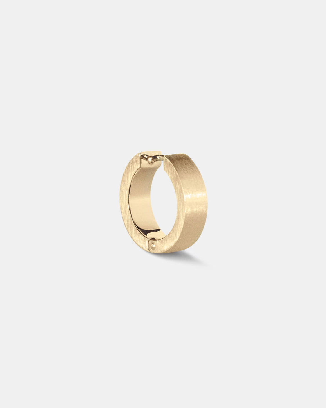 unisex gold hoop brushed finish on white background by studio sette