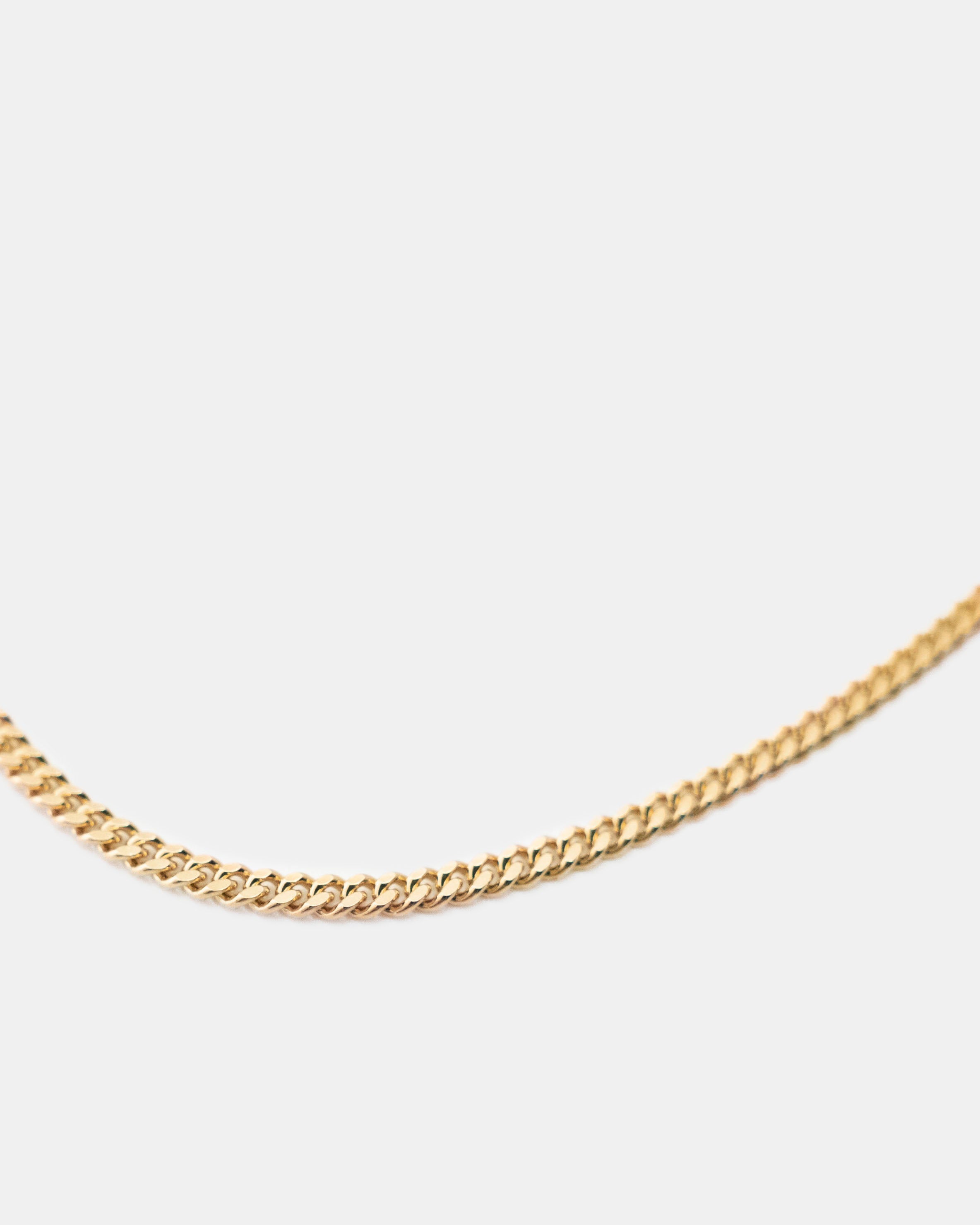 gold filed curb chain closeup on white background